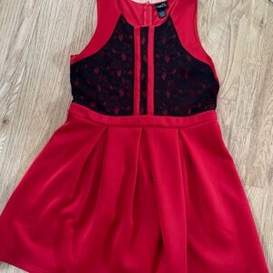Women's Size XL Rue21 Red and Black Fit and Flare Cocktail Dress Lace GUC ❤️